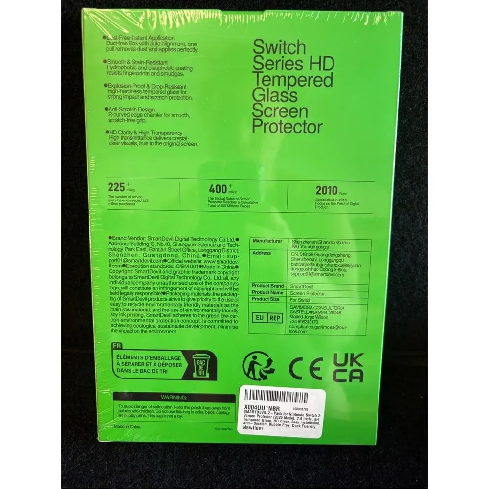 SmartDevil Nintendo Switch 2 Tempered Glass Screen Protector 9H NEW